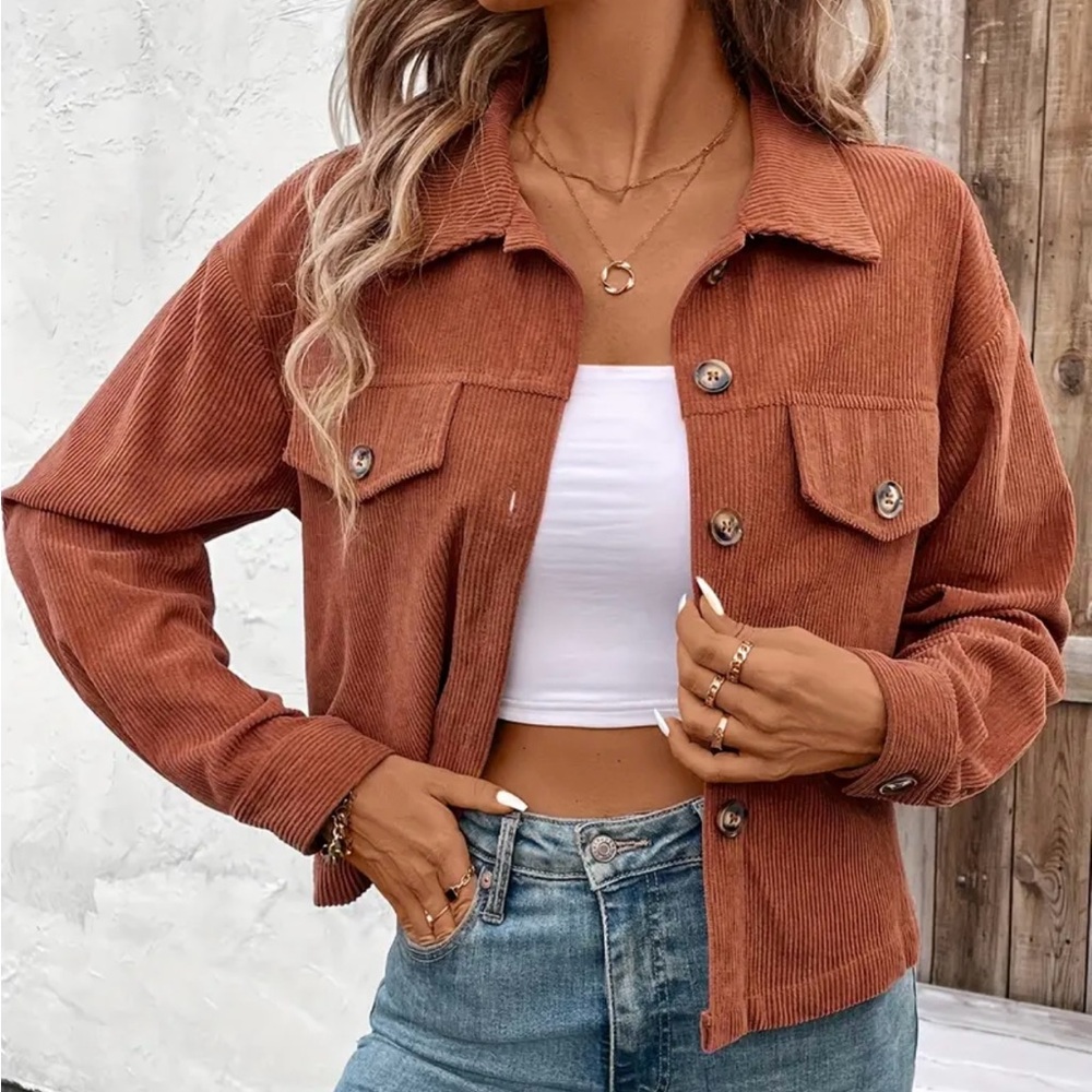Rust colored long sleeve jacket/top